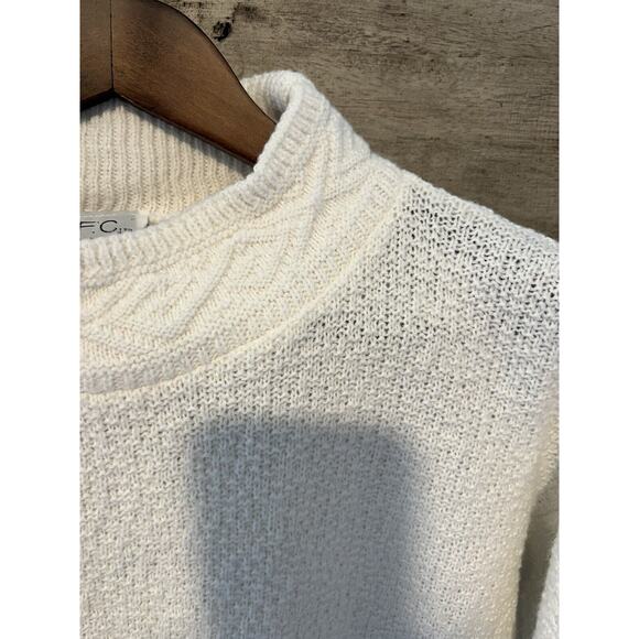 Vintage Sweater G.F.C. Ltd 80s Ivory Mock Neck Medium Made in USA - Picture 3 of 10